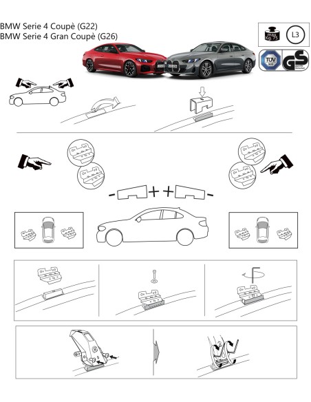 Kit barre portatutto LP64 per Bmw Serie 4 Coup Gran Coup dal 2020