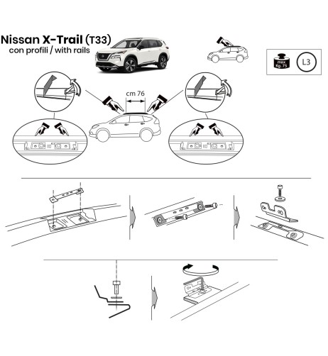 Kit barre portatutto LP64 per Nissan X Trail IV dal 2022