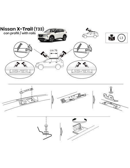 Kit barre portatutto LP64 per Nissan X Trail IV dal 2022