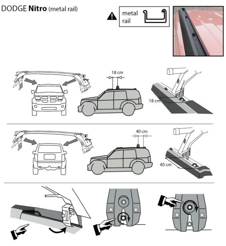 Kit barre portatutto LP64 per Dodge Nitro 5p dal 2007 railing metallo