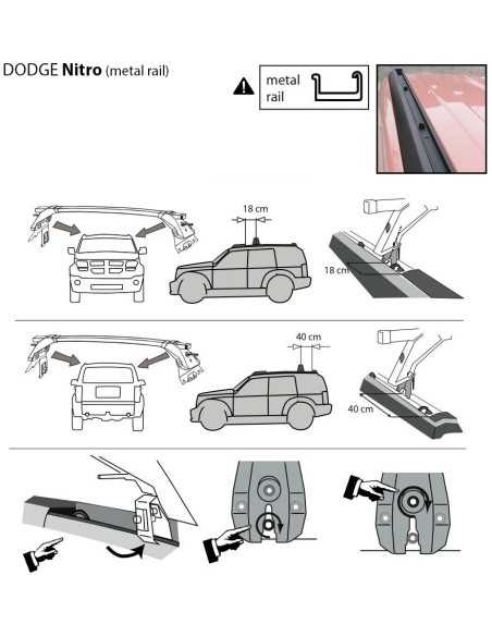 Kit barre portatutto LP64 per Dodge Nitro 5p dal 2007 railing metallo