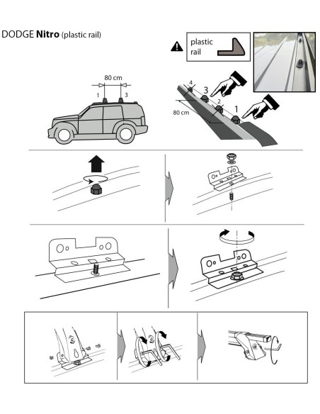 Kit barre portatutto LP64 per Dodge Nitro 5p dal 2008 railing plastica