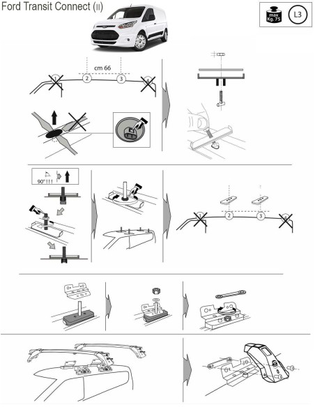 Kit barre portatutto LP64 per Ford Transit Connect 2013 2024