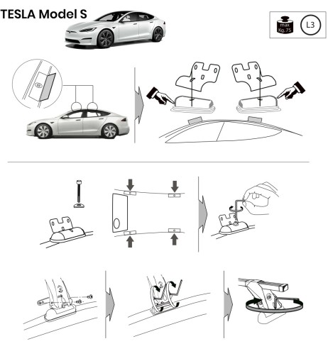 Kit barre portatutto LP64 per Tesla Model S dal 2013