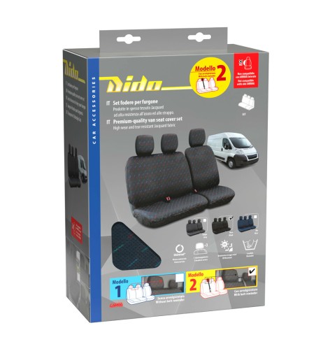 Set fodere coprisedili universali per furgone Dido 2 blu