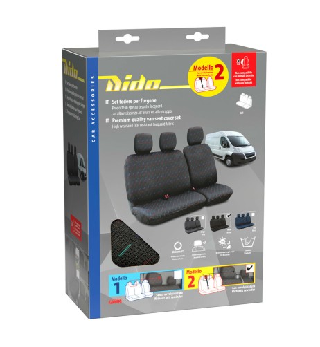 Set fodere coprisedili universali per furgone Dido 2 nero