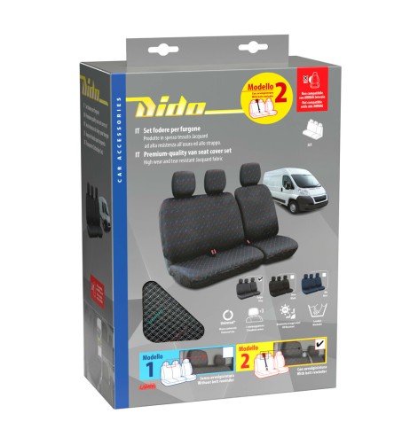 Set fodere coprisedili universali per furgone Dido 2 grigio