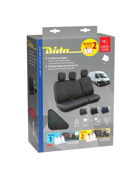 Set fodere coprisedili universali per furgone Dido 2 grigio