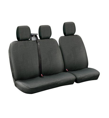 Set fodere coprisedili universali per furgone Dots 2 nero grigio