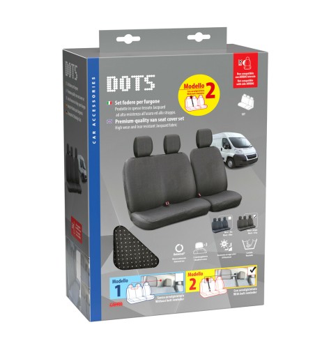 Set fodere coprisedili universali per furgone Dots 2 nero grigio