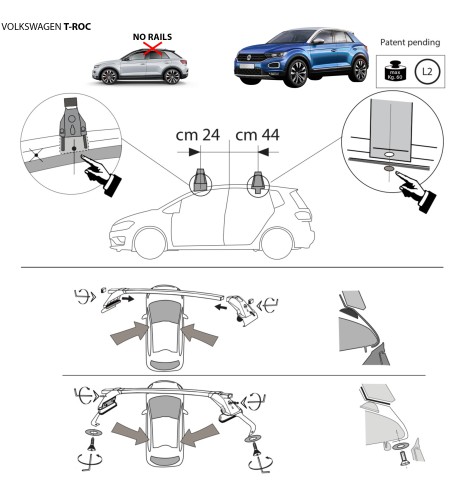 Kit barre portatutto LP43 per VW T Roc 5 porte 2017 2025