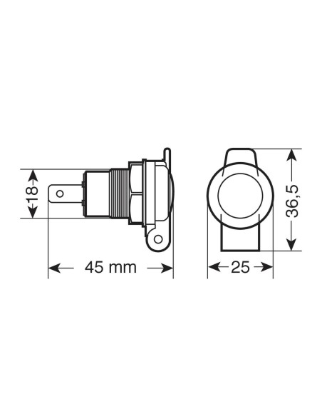 Presa di corrente DIN da incasso in Alluminio 12 24V max 16A