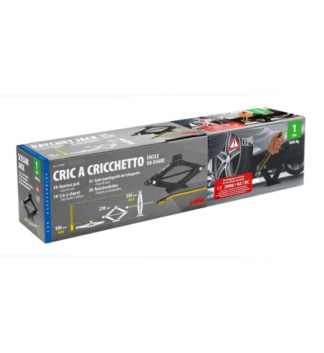 Cric a pantografo con cricchetto 1000 kg omologato