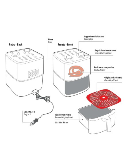 Friggitrice ad aria 4L 24V 250W