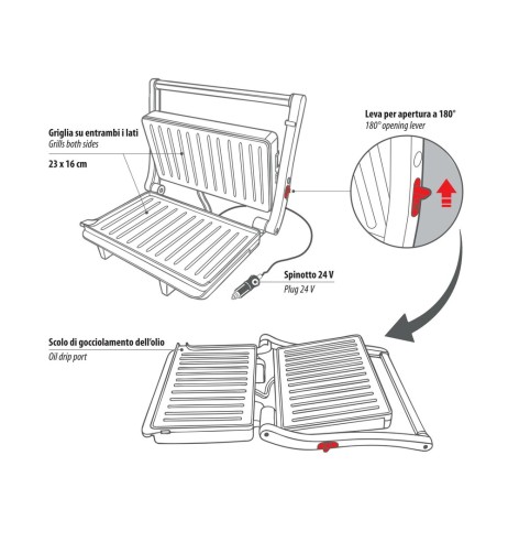 Piastra elettrica antiaderente 24V 250W