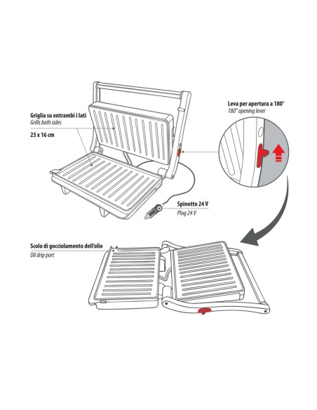 Piastra elettrica antiaderente 24V 250W