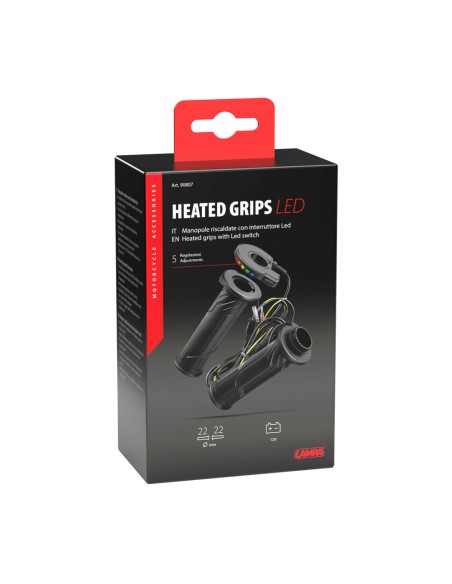 Manopole riscaldate 12V con interruttore Led 5 regolazioni di temperatura