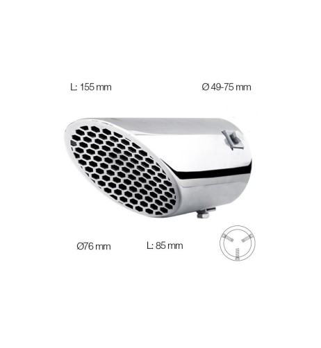 Terminale scarico universale inox singolo inclinato 49 75mm TRX 94