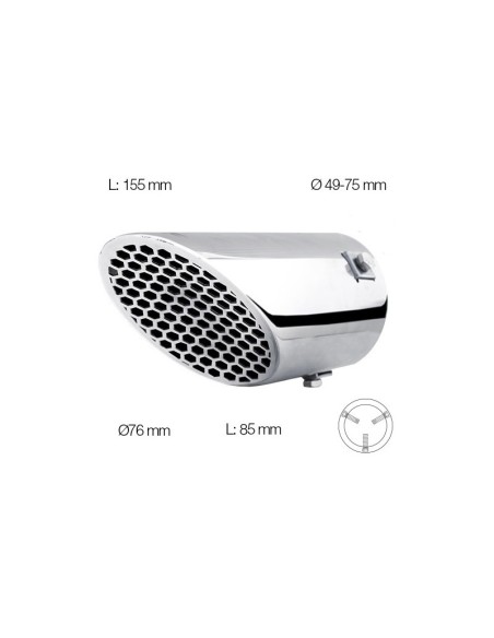 Terminale scarico universale inox singolo inclinato 49 75mm TRX 94