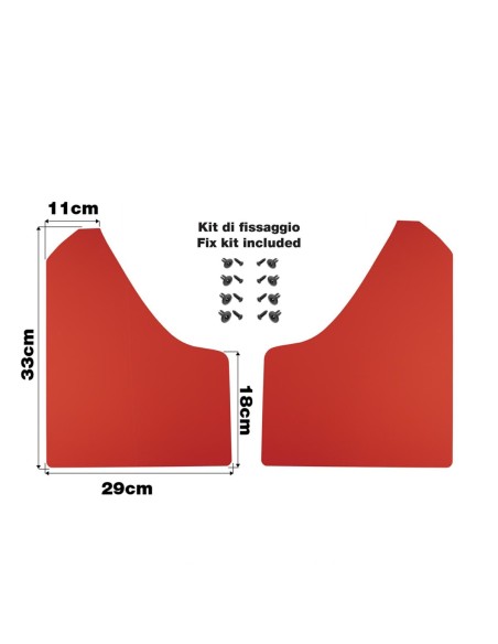 Coppia paraspruzzi auto universali in ABS flessibile ROSSO