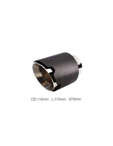 Terminale scarico universale inox nero singolo rotondo inclinato 76mm TRX 1