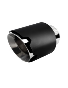Terminale scarico universale inox nero singolo rotondo inclinato 76mm TRX 1 2