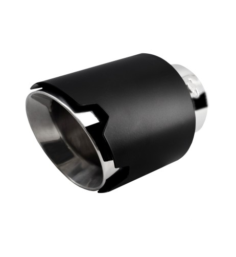 Terminale scarico universale inox nero singolo rotondo inclinato 76mm TRX 1