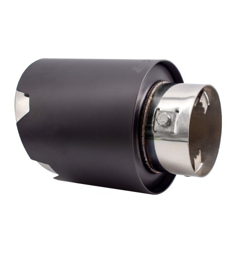 Terminale scarico universale inox nero singolo rotondo inclinato 76mm TRX 1