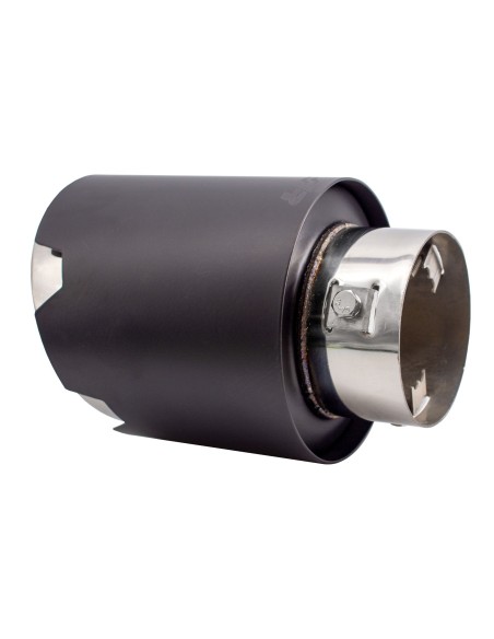 Terminale scarico universale inox nero singolo rotondo inclinato 76mm TRX 1