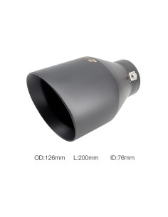 Terminale scarico universale inox nero singolo rotondo inclinato 76mm TRX 1