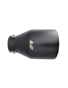 Terminale scarico universale inox nero singolo rotondo inclinato 76mm TRX 1 2