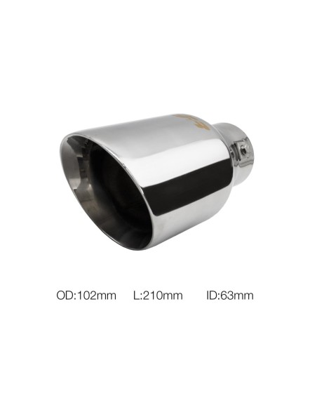 Terminale scarico universale inox singolo rotondo inclinato 63mm TRX 126