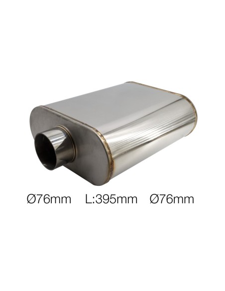 Silenziatore universale inox uscita rotonda dritta 76mm centrale ESR11