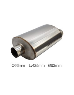 Silenziatore universale inox uscita rotonda dritta 63mm centrale offset ESR