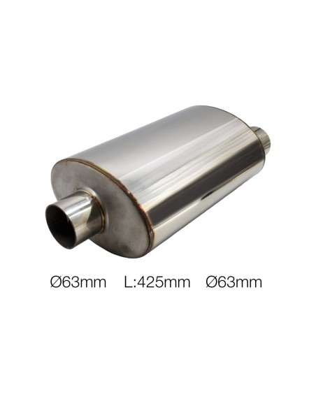 Silenziatore universale inox uscita rotonda dritta 63mm centrale offset ESR
