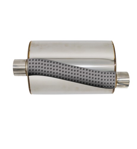Silenziatore universale inox uscita rotonda dritta 63mm centrale offset ESR