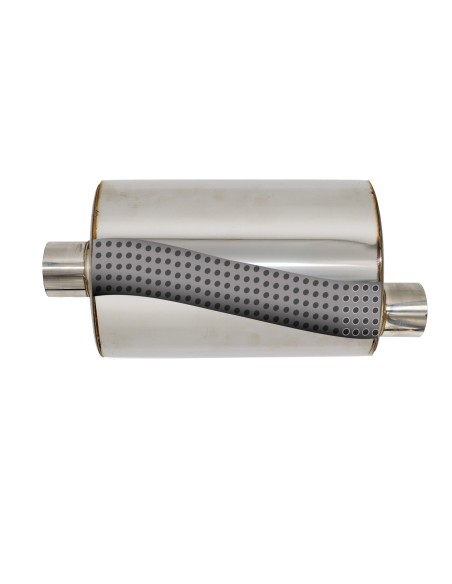 Silenziatore universale inox uscita rotonda dritta 63mm centrale offset ESR