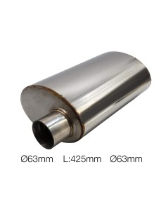 Silenziatore universale inox uscita rotonda dritta 63mm centrale offset ESR