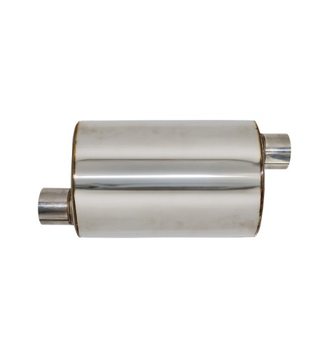 Silenziatore universale inox uscita rotonda dritta 63mm centrale offset ESR