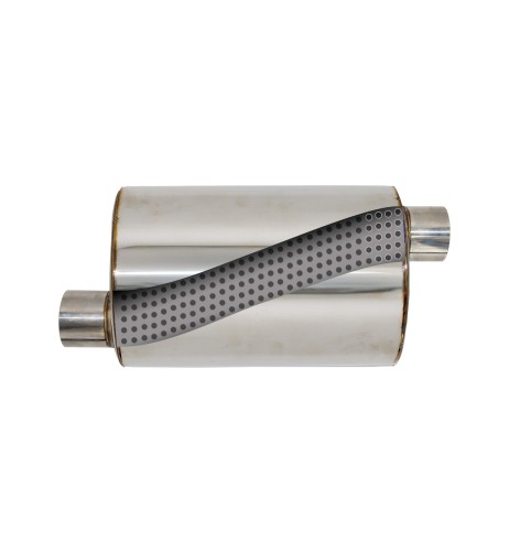 Silenziatore universale inox uscita rotonda dritta 63mm centrale offset ESR