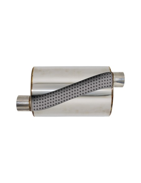 Silenziatore universale inox uscita rotonda dritta 63mm centrale offset ESR