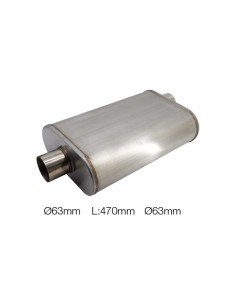 Silenziatore universale inox uscita rotonda dritta 63mm centrale offset ESR