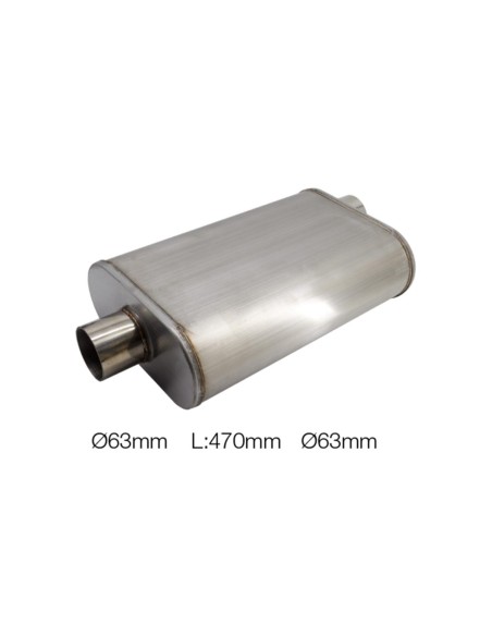 Silenziatore universale inox uscita rotonda dritta 63mm centrale offset ESR