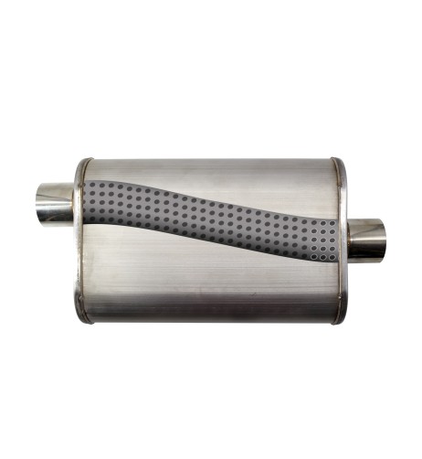 Silenziatore universale inox uscita rotonda dritta 63mm centrale offset ESR