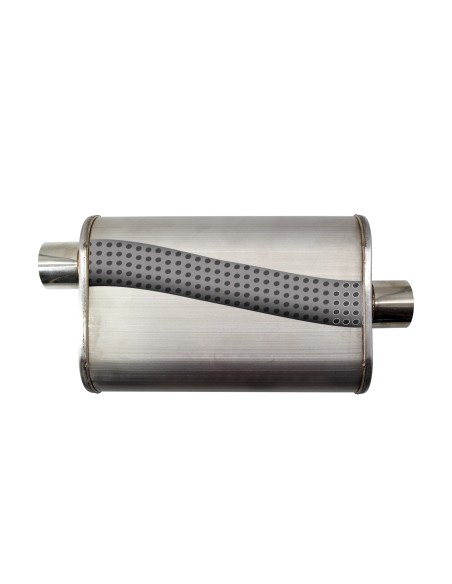 Silenziatore universale inox uscita rotonda dritta 63mm centrale offset ESR