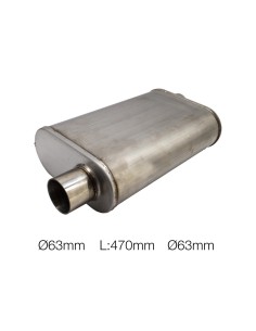 Silenziatore universale inox uscita rotonda dritta 63mm offset ESR16