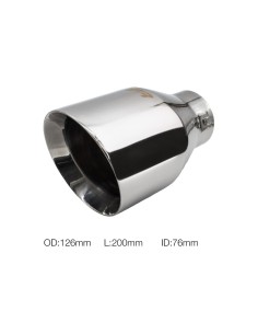 Terminale scarico universale inox singolo rotondo inclinato 76mm TRX 124