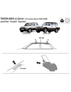 Kit barre portatutto LP49 per Toyota Rav4 3 5p 1994 2000 2