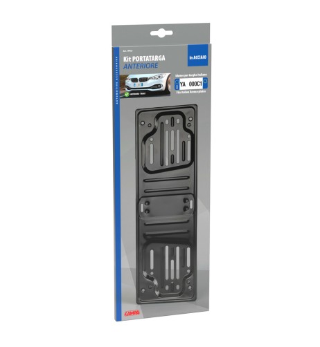 Portatarga anteriore auto universale in acciaio nero 19922