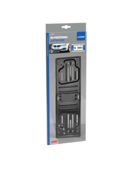 Portatarga anteriore auto universale in acciaio nero 19922